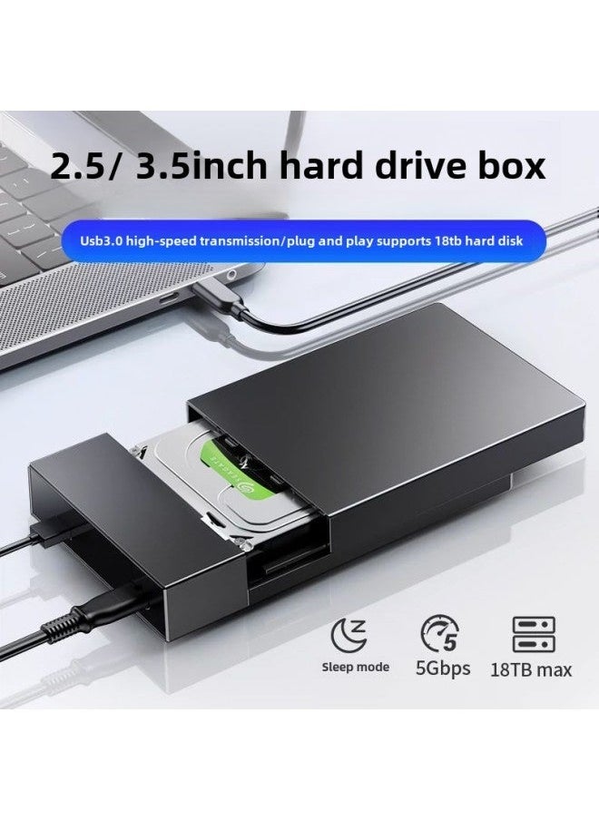 Generic 3.5 Inch Hard Disk Box Mobile External Reader Serial Port SSD Solid State Mechanical Universal SATA To USB3.0-Color:2.5/ 3.5inch Drive -additional Type-c Phone Adapter  - Image 2