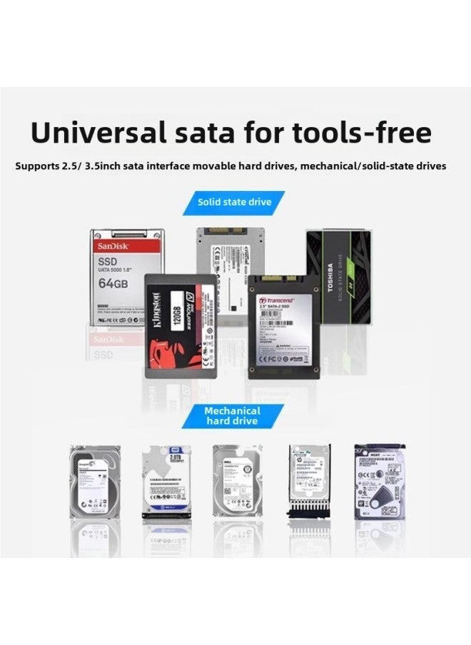 Generic 3.5 Inch Hard Disk Box Mobile External Reader Serial Port SSD Solid State Mechanical Universal SATA To USB3.0-Color:2.5/ 3.5inch Drive -additional Type-c Phone Adapter  - Image 4