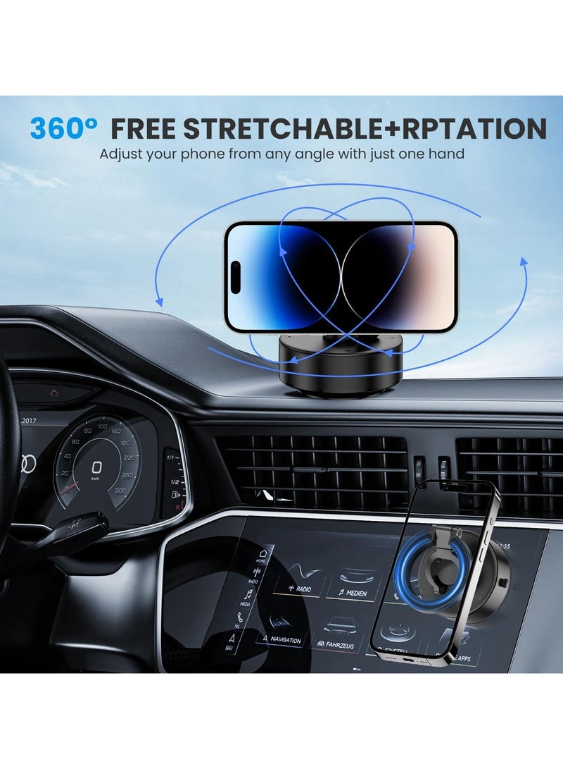 GUDOO 360° Stretchable Electric Vacuum Magnetic Suction Phone Mount, HandsFree Magnetic Car Phone Holder, Double-Sided Phone Holder Compatible with Car Dashboard Installation, Smooth Surface - Image 3