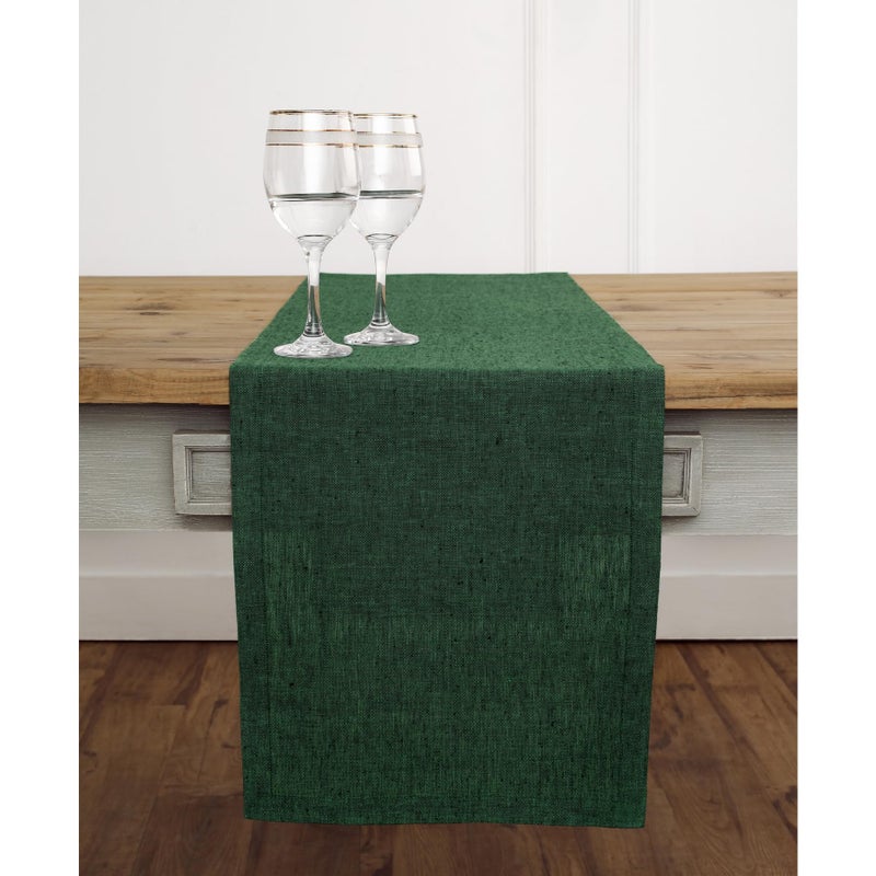 Solino Home Linen Table Runner 36 inch - 100% Pure Linen Forest Green Table Runner 14 x 36 Inch - Machine Washable Dining Table Runner for Fall  Thanksgiving  Christmas - Athena - Image 2