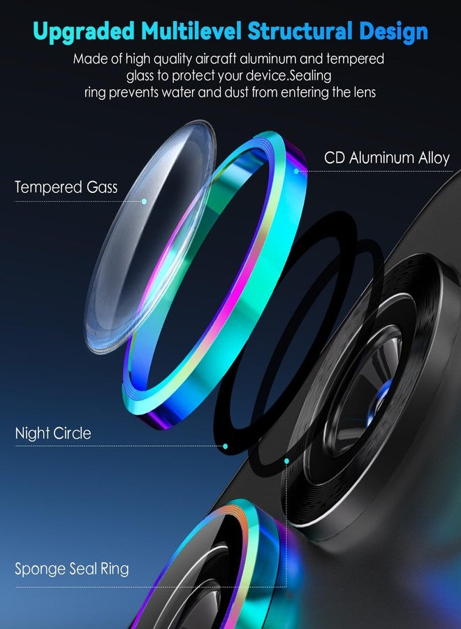 CloudValley for Samsung Galaxy S25 Camera Lens Protector, 9H Tempered Glass + Aluminum Alloy Metal Individual Lens Protective Ring, [1 Second Installaion] Ultra-HD Tempered Glass Cover,Colorful - Image 4
