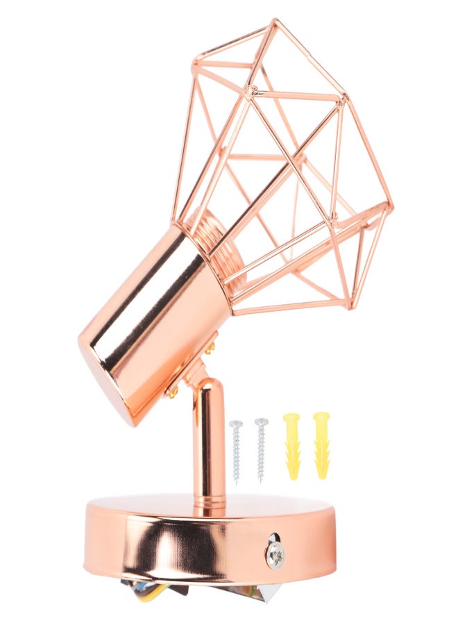 Swing Arm Wall Lamp 350 Degree Rotary Cage Shade Iron E14 Wall Lamp Holder for Rose Gold 85‑265V - Image 1
