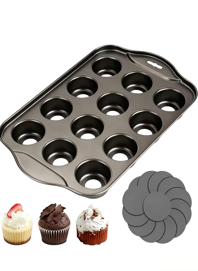 24 Cups Mini Cake Mold, Carbon Steel Cake Pan with Removable Bottom, Non Stick Muffin Cupcake Cheesecake Baking Pan Perfect for Home Baking Party Desserts - Image 1
