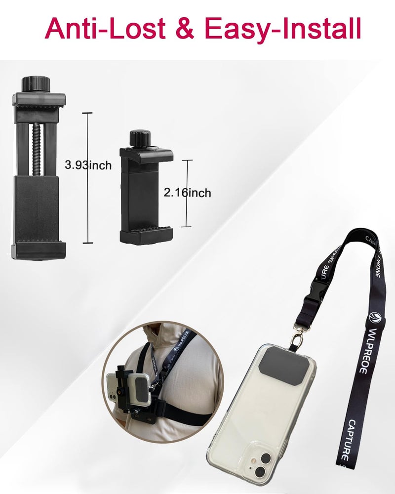 WLPREOE Phone Chest Mount Head Strap Accessories - Vlogging Kit for iPhone,POV Phone Holder Compatible With iPhone 17 Pro Max Plus 16 15 14 - Hands Free Body Camera Mount for Immersive Fishing Video Recording - Image 5