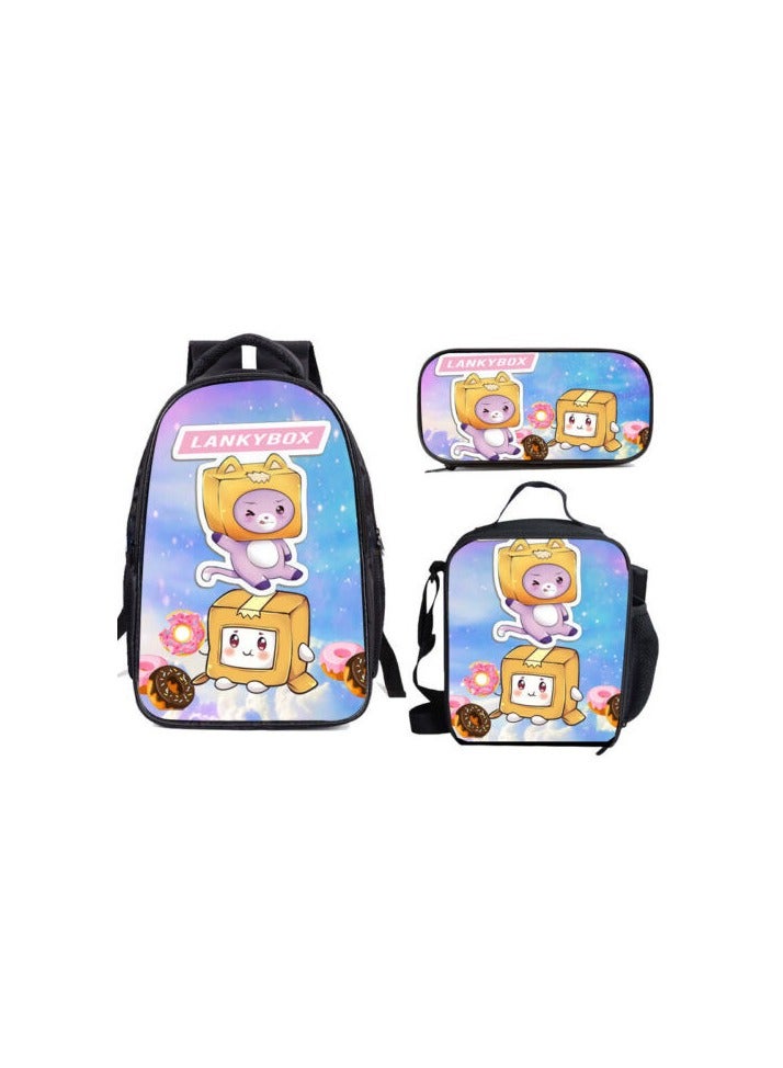 SKT Shiketro lankybox cartoon print school bag kindergarten lunch bag shoulder bag primary school student pencil bag backpack  - Image 1