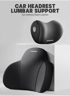 UETEEY Lumbar Support Pillow and Car Headrest Neck Pillow Set, Car Neck Pillow Kit,Lumbar Support Pillow for Car,Car Back Support,Memory Foam Low Back Cushion for Back Pain Relief,Automotive Interior  - Image 2