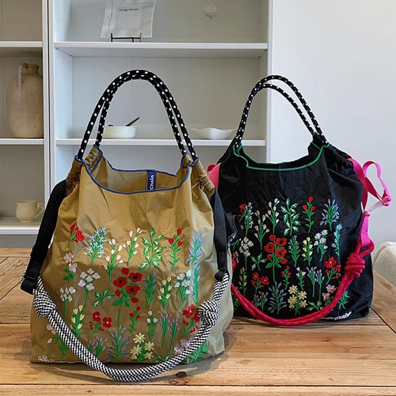 Carefully Selected Japanese Style Ball Chain Upper Body Flower Embroidered Shopping Bag Niche Fashion Versatile Shoulder Bag Trendy - Image 3