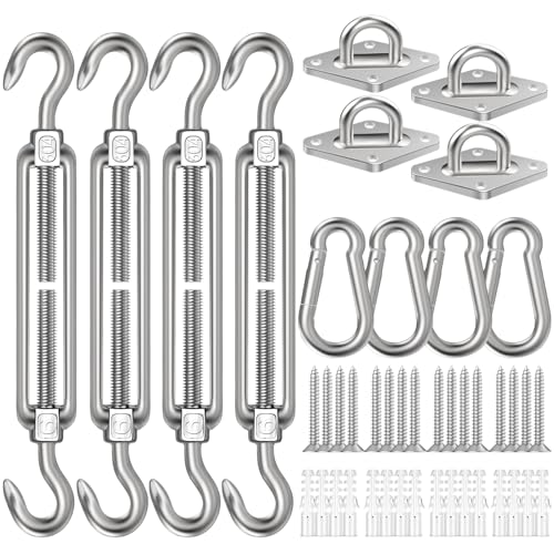 Spiglamm 6 Inch Shade Sail Hardware Kit for Triangle Rectangle Installation 304 Stainless Steel Shade Sail Hardware Accessories for Outdoor Patio Canopy Garden Heavy Duty Fixing Attachment 44 Pcs - Image 1