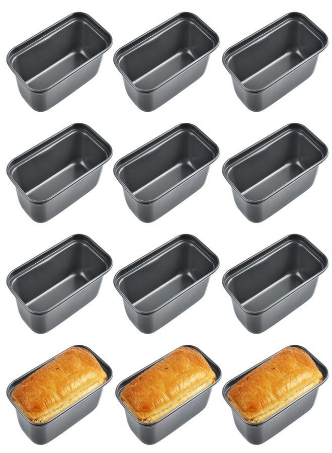 Lainballow 12 Pcs Mini Loaf Pan, Carbon Steel Bread Baking Pans, Nonstick Baking Pans, Tiny Banana Bread Pan for Baking Bread, Meatloaf, Brownies, Pound Cakes (Dark Grey, 6.1 x 3.3 x 1.8 Inches) - Image 1