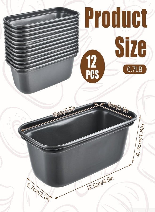 Lainballow 12 Pcs Mini Loaf Pan, Carbon Steel Bread Baking Pans, Nonstick Baking Pans, Tiny Banana Bread Pan for Baking Bread, Meatloaf, Brownies, Pound Cakes (Dark Grey, 6.1 x 3.3 x 1.8 Inches) - Image 2