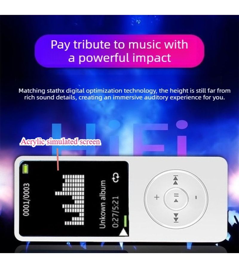 مشغل MP3 أسود مع سماعات رأس وكابل شحن، محمول وصغير لتشغيل الموسيقى والكتب الصوتية - Image 3