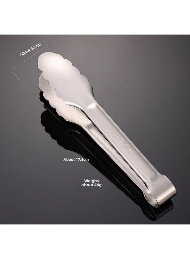 Stainless Steel Food Clips, Buffet Clips, Braised Vegetable Clips, Commercial Thickeneded Vegetable-sharing Special Public Clips, Food Clips-Color:7inch Thickened Natural Food Clip (304)  - Image 1