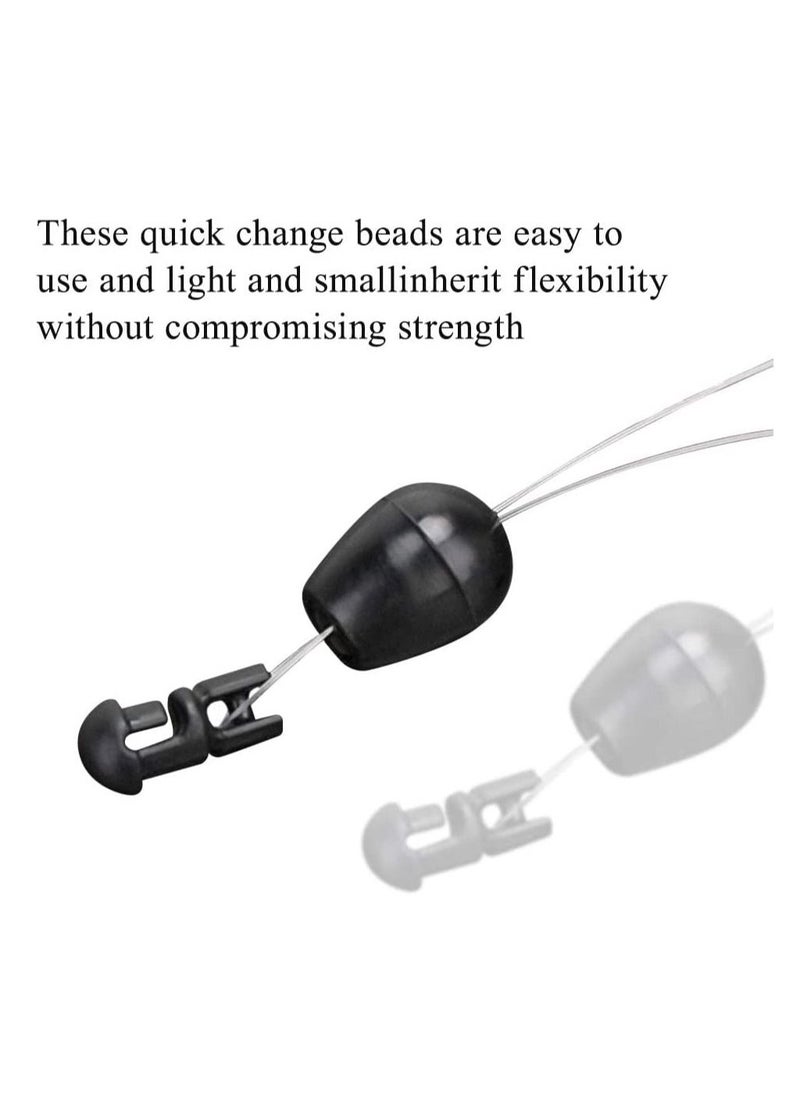 Excefore 30 Pcs Fishing Beads Black Quick Change Connector Fishing Accessories 0.35inch for Hook links Fishing Line NC044  - Image 5