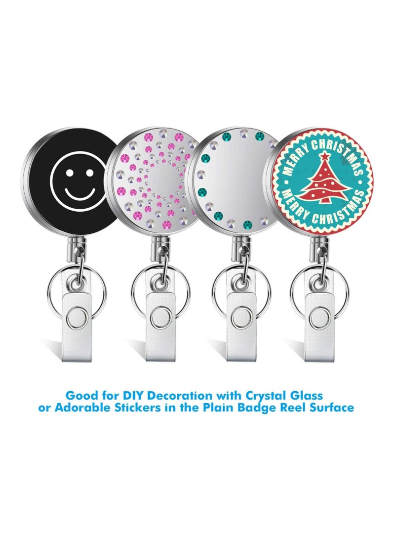 BLUE OCEAN - 4 Pack Heavy Duty Retractable Badge Holder Reel,  Metal ID Badge Holder with Belt Clip Key Ring for Name Card Keychain [All Metal Casing, 27.5" Metal Cord, Reinforced ID Strap] - Image 1