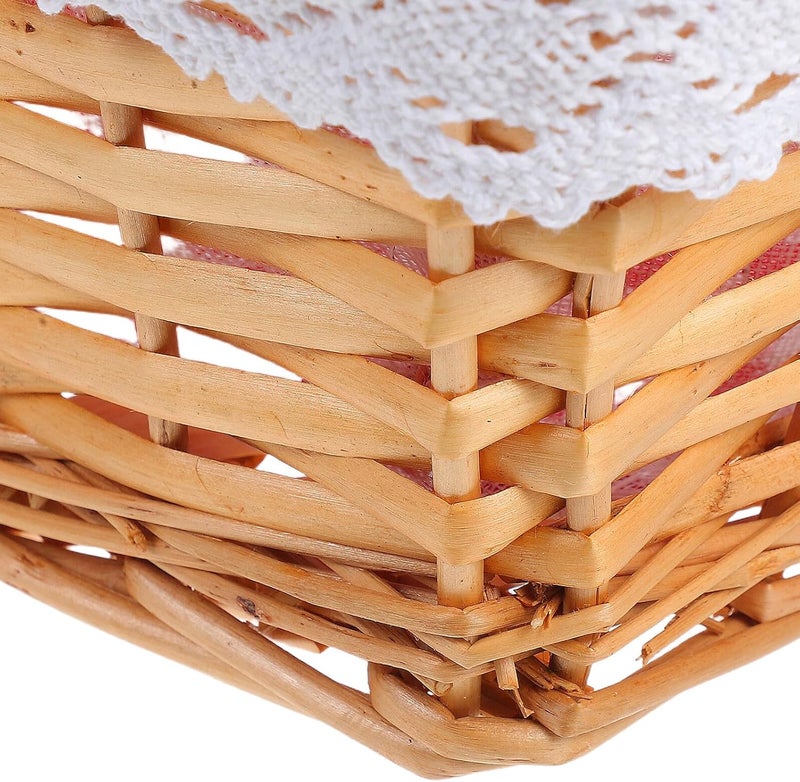 Rectangular Willow Storage Basket with Liner 32x22x13cm Natural Color Wicker Bread Basket Woven Fruit and Snack Serving Tray for Kitchen and Dining - Image 3