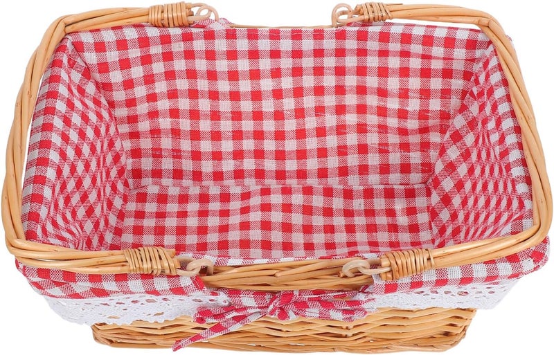 Rectangular Willow Storage Basket with Liner 32x22x13cm Natural Color Wicker Bread Basket Woven Fruit and Snack Serving Tray for Kitchen and Dining - Image 1