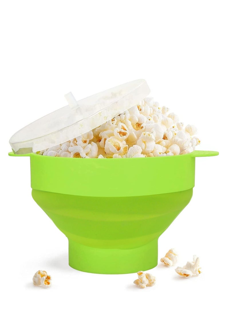 روكاوات الفشار بالميكروويف بوبر ، الفشار الفشار مع المقابض والغطاء ، صانع الفشار السيليكون ، الفشار القابل للطي براون BPA مجانا وغسالة الصحون آمنة - Image 1