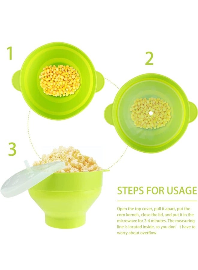 روكاوات الفشار بالميكروويف بوبر ، الفشار الفشار مع المقابض والغطاء ، صانع الفشار السيليكون ، الفشار القابل للطي براون BPA مجانا وغسالة الصحون آمنة - Image 2