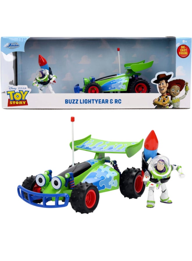 Jada Disney Pixar Toy Story Buzz Lightyear Figure & RC Car Set (1:24, Green/Blue/Red) - Image 2