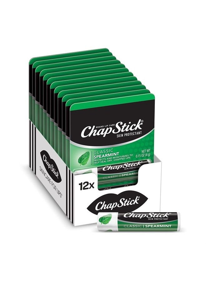chapstick Bulk Lip Balm, Classic Spearmint 12-Pack – Cool & Refreshing Lip Moisturizer for Dry Lips, 0.15 Oz Ea  - Image 1