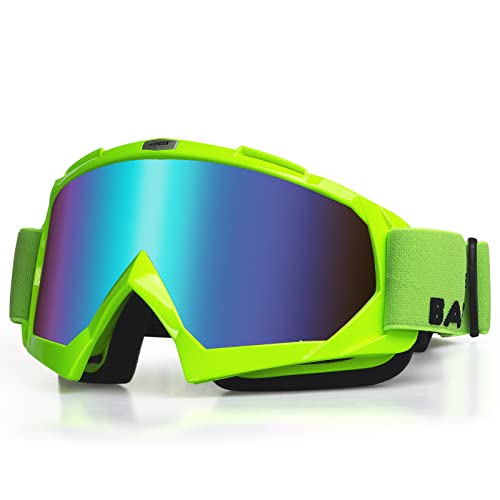 BATFOX Motorcycle Glasses Goggles Dirt Bike Motocross Safety ATV Tactical Riding (Green-green, Adult) - Image 1