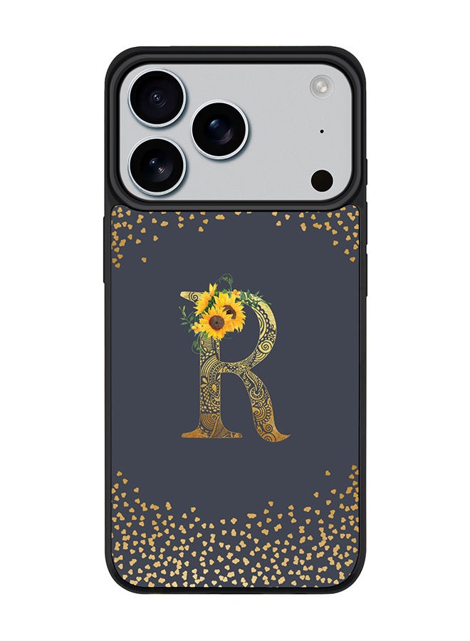 Stylizedd iPhone 17 Pro Case, [Compatible with MagSafe] Slim Magnetic cover Phone Case iPhone 17 Pro -Custom Floral Monogram - R  (Grey ) - Image 1