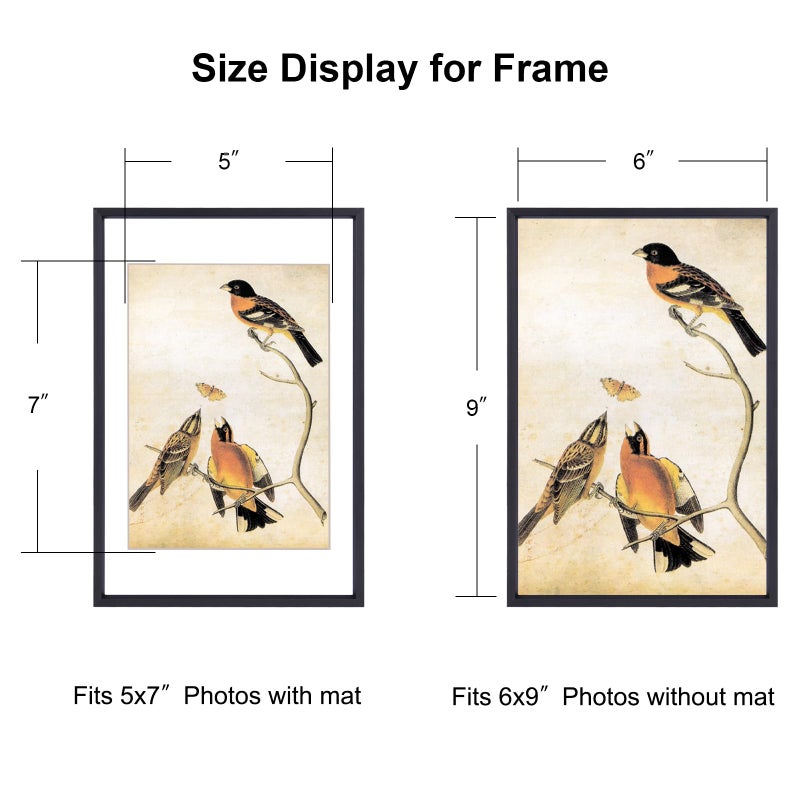 BKABOT 6x9 Picture Frame, Black Aluminum Metal Photo Frames with HD Glass, Fits 5x7 with Mat or 6 x 9 without Mat, Display for Wall and Table - Image 2