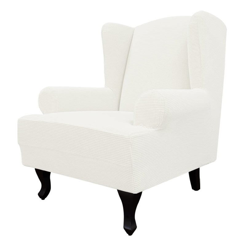 EasyGoing Stretch Wingback Chair Sofa Slipcover 1Piece Sofa Cover Furniture Protector Couch Soft with Elastic Bottom Spandex Jacquard Fabric Small ChecksLargeCream
