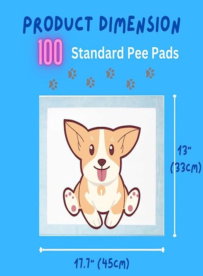 AMERIQUE Dog and Puppy Pet Pee Training Pads with Odor-Eliminating Leak-Proof Quick-Dry Design, Potty Training, Super Absorbency, Regular Size, 17.7 x 13 Inches, Pack of 100, Blue & White - Image 3