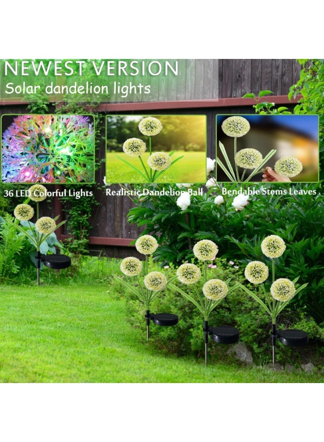 بلومنغ تايم أضواء خارجية تعمل بالطاقة الشمسية للحديقة، قطعتان من أضواء خارجية تعمل بالطاقة الشمسية على شكل زهرة الهندباء، مصابيح LED متغيرة اللون للحديقة للاستخدام الخارجي، والشجيرات، والممرات، وديكورات العشب - Image 2