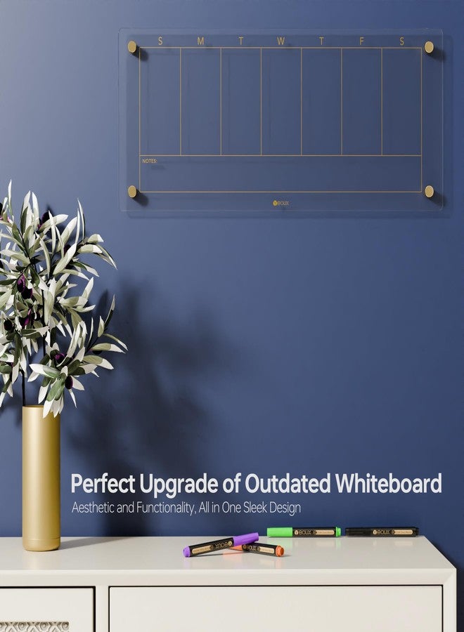 YEOUX Clear Glass Weekly Dry Erase Calendar Non-Magnetic Whiteboard for Wall, 7 Day to Do List, Menu & Meal Planner White Board for Kitchen Home Office, 23x9.5, 4 Markers Included, Yeoux - Image 2