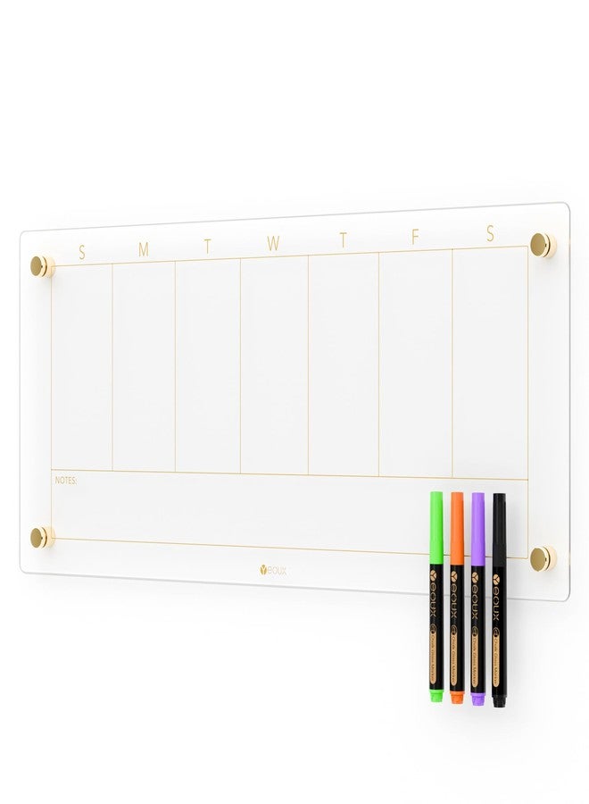 YEOUX Clear Glass Weekly Dry Erase Calendar Non-Magnetic Whiteboard for Wall, 7 Day to Do List, Menu & Meal Planner White Board for Kitchen Home Office, 23x9.5, 4 Markers Included, Yeoux - Image 1