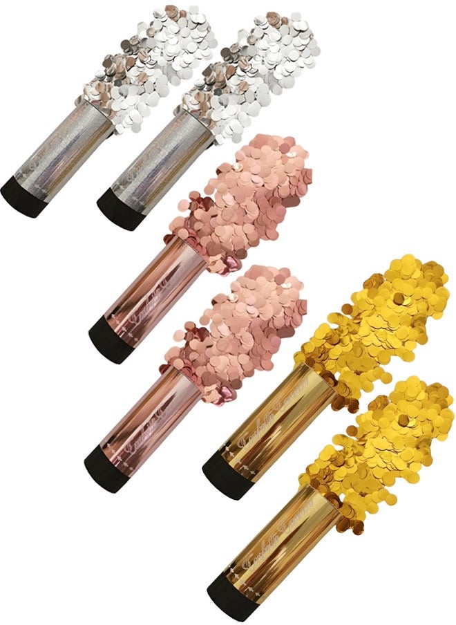 CSDONA 6-Piece Party Confetti Poppers – Gold Silver  Rose Gold  for Weddings Birthdays  Celebrations  - Image 1