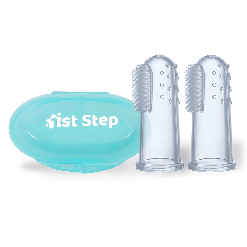 1st Step Silicone Finger Brush Pack of 2 (Mint Green) - Image 1