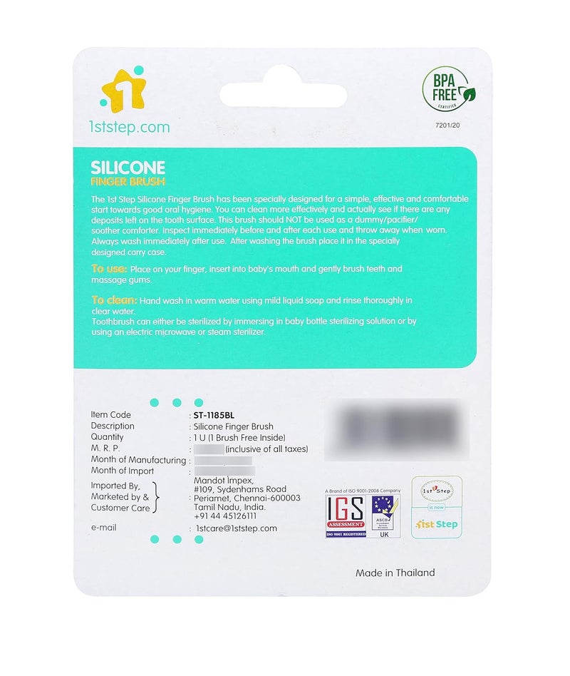 1st Step Silicone Finger Brush Pack of 2 (Mint Green) - Image 4
