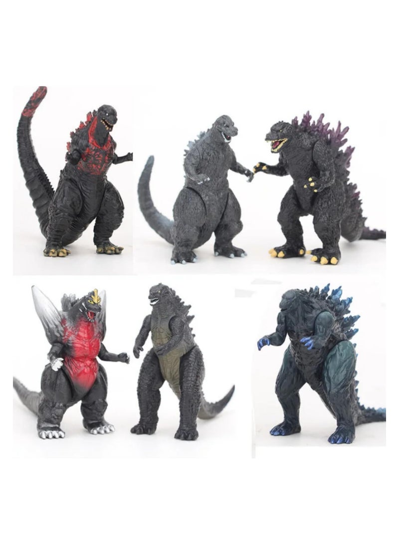 6Pcs Godzilla Cartoon Action Figure Set - 8CM PVC Anime Monster Model Toys, King Ghidorah Collectible Statue, Desktop Decoration, Gift for Kids and Collectors - Image 1