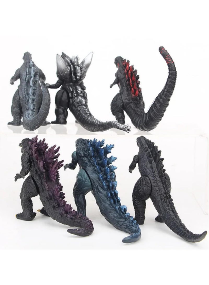 6Pcs Godzilla Cartoon Action Figure Set - 8CM PVC Anime Monster Model Toys, King Ghidorah Collectible Statue, Desktop Decoration, Gift for Kids and Collectors - Image 2