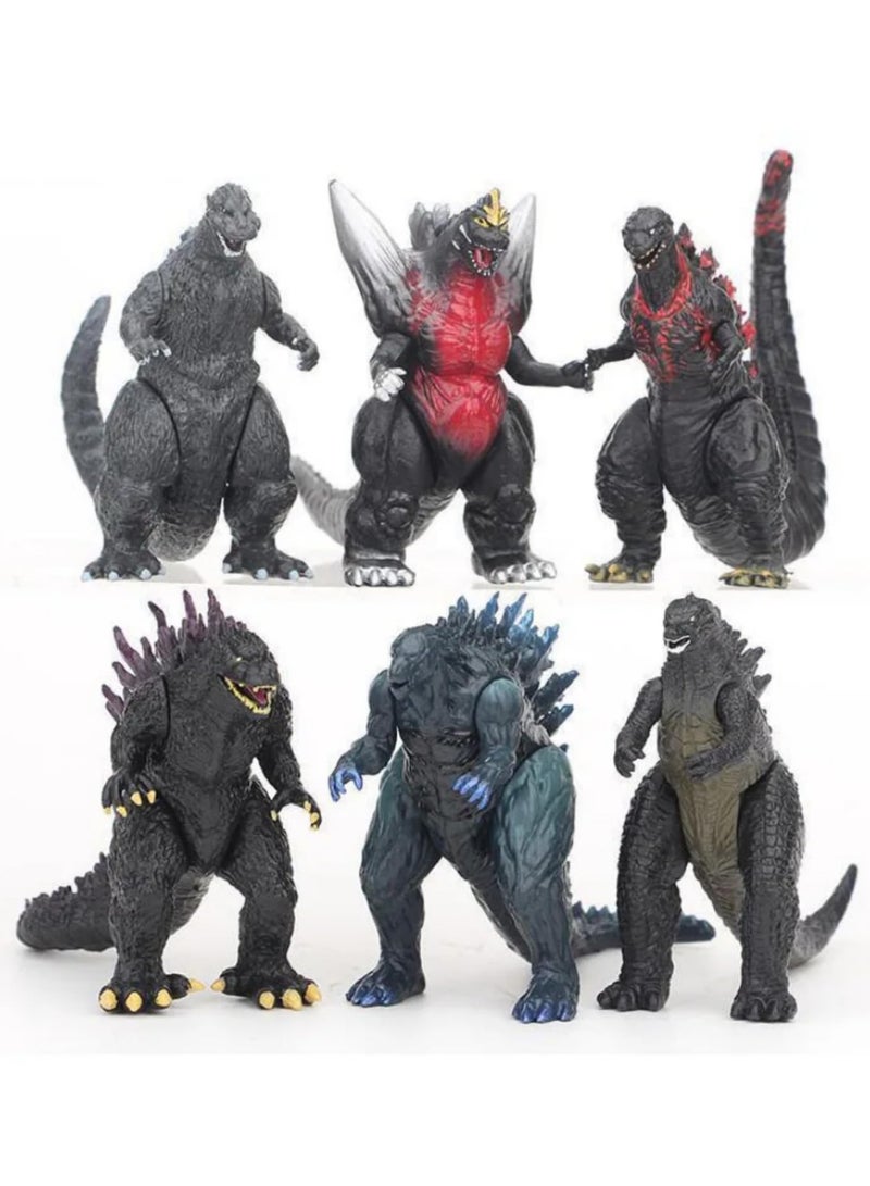 6Pcs Godzilla Cartoon Action Figure Set - 8CM PVC Anime Monster Model Toys, King Ghidorah Collectible Statue, Desktop Decoration, Gift for Kids and Collectors - Image 5