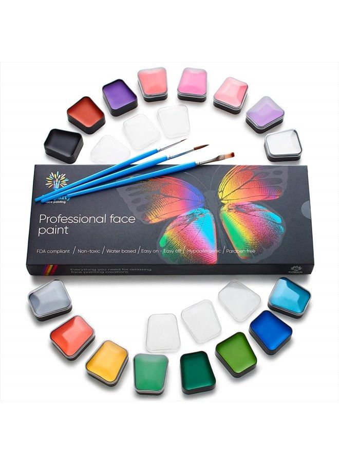 Artiparty طقم طلاء الوجه - سهل التطبيق والإزالة - مختبر جلدياً - مفعل بالماء - غير سام ومضاد للحساسية - طقم طلاء وجه احترافي للأطفال والبالغين - Image 1