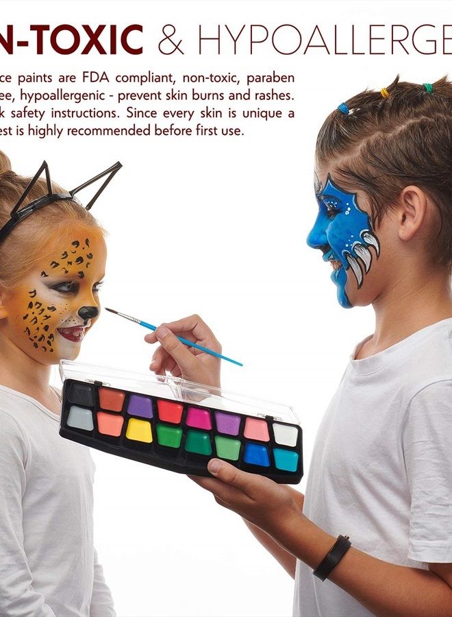 Artiparty طقم طلاء الوجه - سهل التطبيق والإزالة - مختبر جلدياً - مفعل بالماء - غير سام ومضاد للحساسية - طقم طلاء وجه احترافي للأطفال والبالغين - Image 4