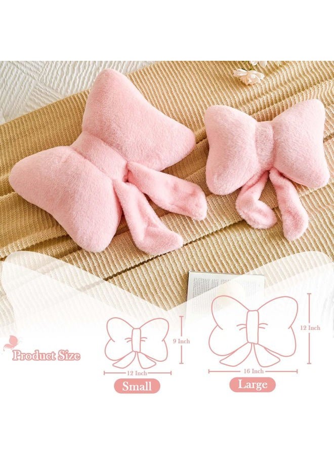 Lfsaaj Bow Throw Pillow, Bow Decorative Pillows, Aesthetic Room Decor Bow Pillows, Cute Coquette Bow Shaped Plush Lumbar Pillow for Bed Couch Living (Pink 12 Inch) - Image 2