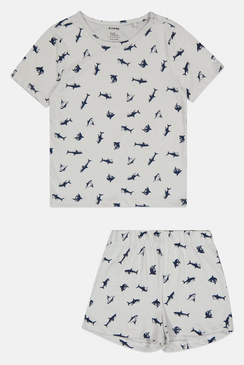 Sinsay Kids Boy 2 Pieces Short Sleeve Allover Print Top And Bottom Pajama, Multicolor - Image 2