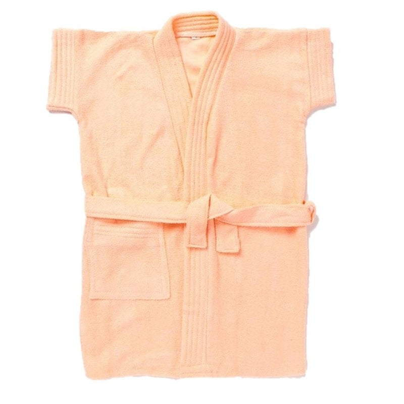 SAND DUNE Kids Baby Girls Bathrobe Terry Cotton Bathrobe Gown Half Sleeves Knee Length Pocket with Waist Belt Baby Girls Bathrobe 1 to 4 Years Age Peach