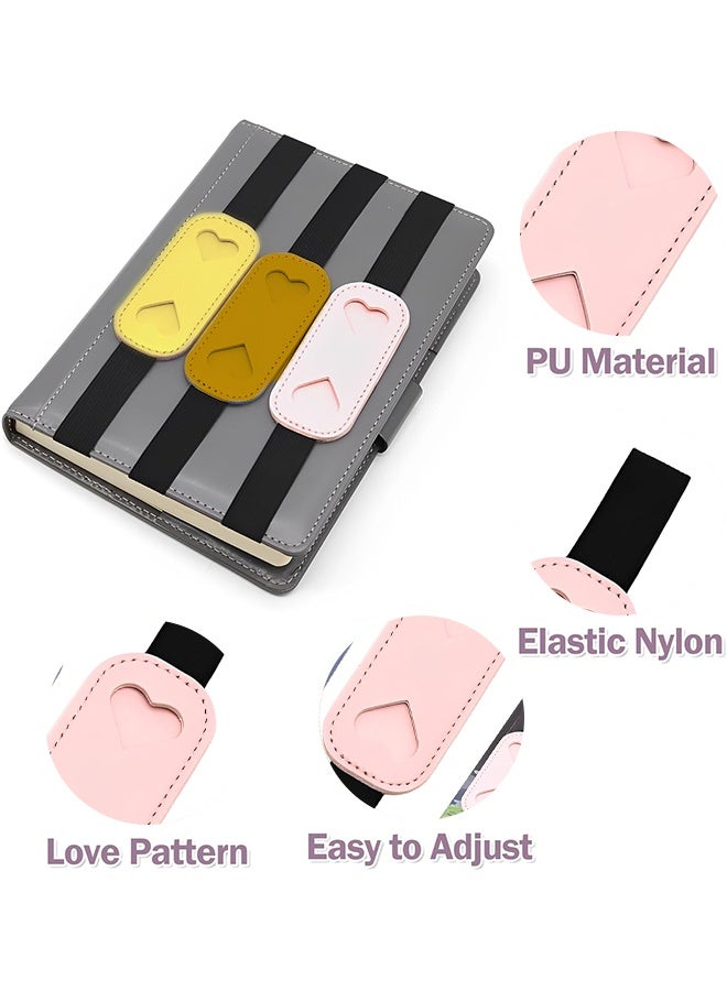 حامل أقلام مكون من 3 قطع لدفتر الملاحظات مع حلقة مرنة - مجموعة علامات مرجعية لحقيبة أقلام قابلة لإعادة الاستخدام، مثالية للمجلات والمخططات ودفاتر الرسم واليوميات ولوازم المكتب - Image 5