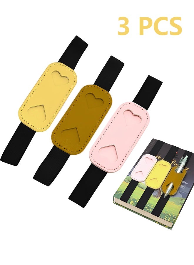 حامل أقلام مكون من 3 قطع لدفتر الملاحظات مع حلقة مرنة - مجموعة علامات مرجعية لحقيبة أقلام قابلة لإعادة الاستخدام، مثالية للمجلات والمخططات ودفاتر الرسم واليوميات ولوازم المكتب - Image 1