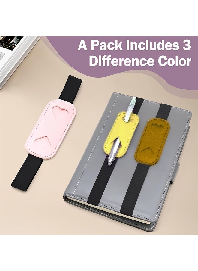 حامل أقلام مكون من 3 قطع لدفتر الملاحظات مع حلقة مرنة - مجموعة علامات مرجعية لحقيبة أقلام قابلة لإعادة الاستخدام، مثالية للمجلات والمخططات ودفاتر الرسم واليوميات ولوازم المكتب - Image 2