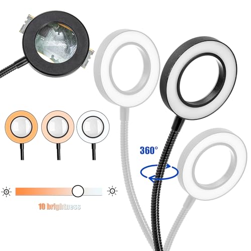 WUWEOT Helping Hands Soldering Clamp Station, 6X LED Magnifying Lamp, Moveable 4 Magnetic PCB Holder, Flexible Metal Arms, Non-slip Weighted Base, Third Hand Tool for Electronic Repair Crafts Jewelry - Image 3