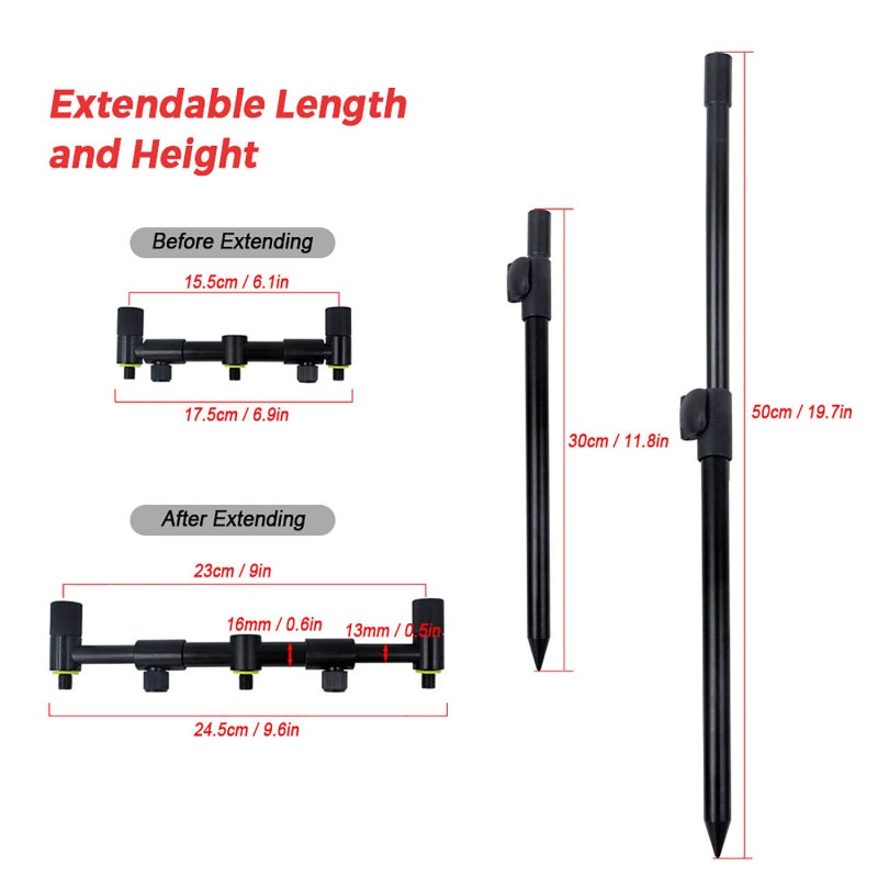 COONOR Extending Bank Stick Carp Fishing Adjustable Aluminum Bankstick Pole Rest for Bite Alarm - Image 5