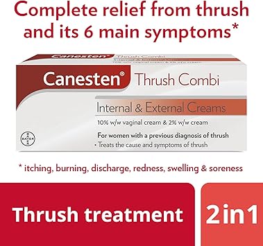 Canesten Thrush Combi Internal External Creams for Thrush Treatment Clotrimazole TwoStep Complete Relief Thrush Treatment - Image 2