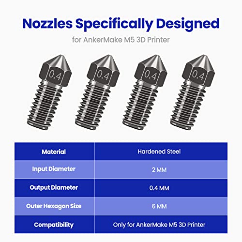 Park Sung 3D Printer Nozzles 0.4mm M5/M5C Nozzle,Park Sung Nozzles with High Temperature Resistance Upgraded Hardened Steel Nozzle Fully Fit for AnkerMake M5/M5C 3D Printer Ender 3 V2 Ender 3/3 pro (4PCS) - Image 2